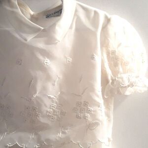 Vintage Dress 6 Sylvia Original Custom Made First Communion Easter White Chiffon